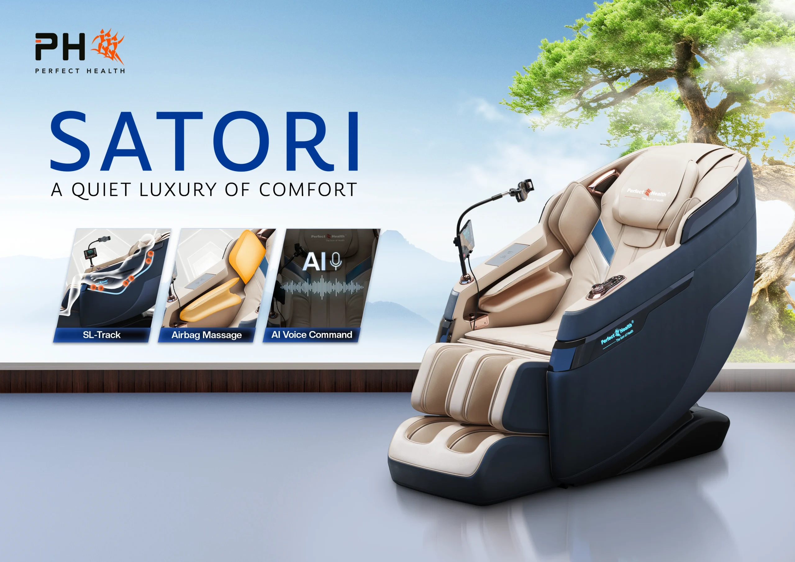 satori dan fitur andalan yaitu SL track, airbag massage, dan ai voice command